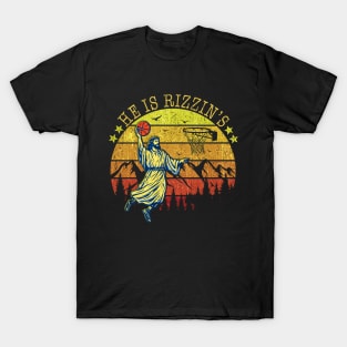 He Is Rizzin Shirt Basketball Jesus Retro Easter Christian T-Shirt